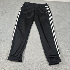 Adidas Track Pants Mens Large Black 3-Stripes Tapered Cuffed Joggers Athletic