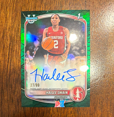 Topps 2025-26 Bowman Chrome Basketball Hailee Swain Stanford CPA-HS Auto 27/99