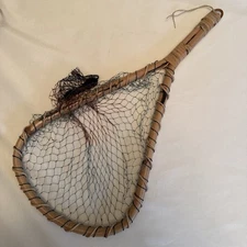Vtg Bamboo Fishing Net 22” L X 11” W Nice Decor Item Bamboo Still Tight
