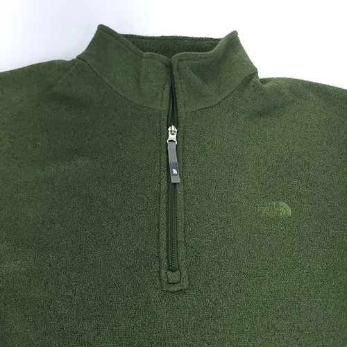 The North Face Fleece Pullover Men XL Green Forest Green Quarter Zip Sweater image 2