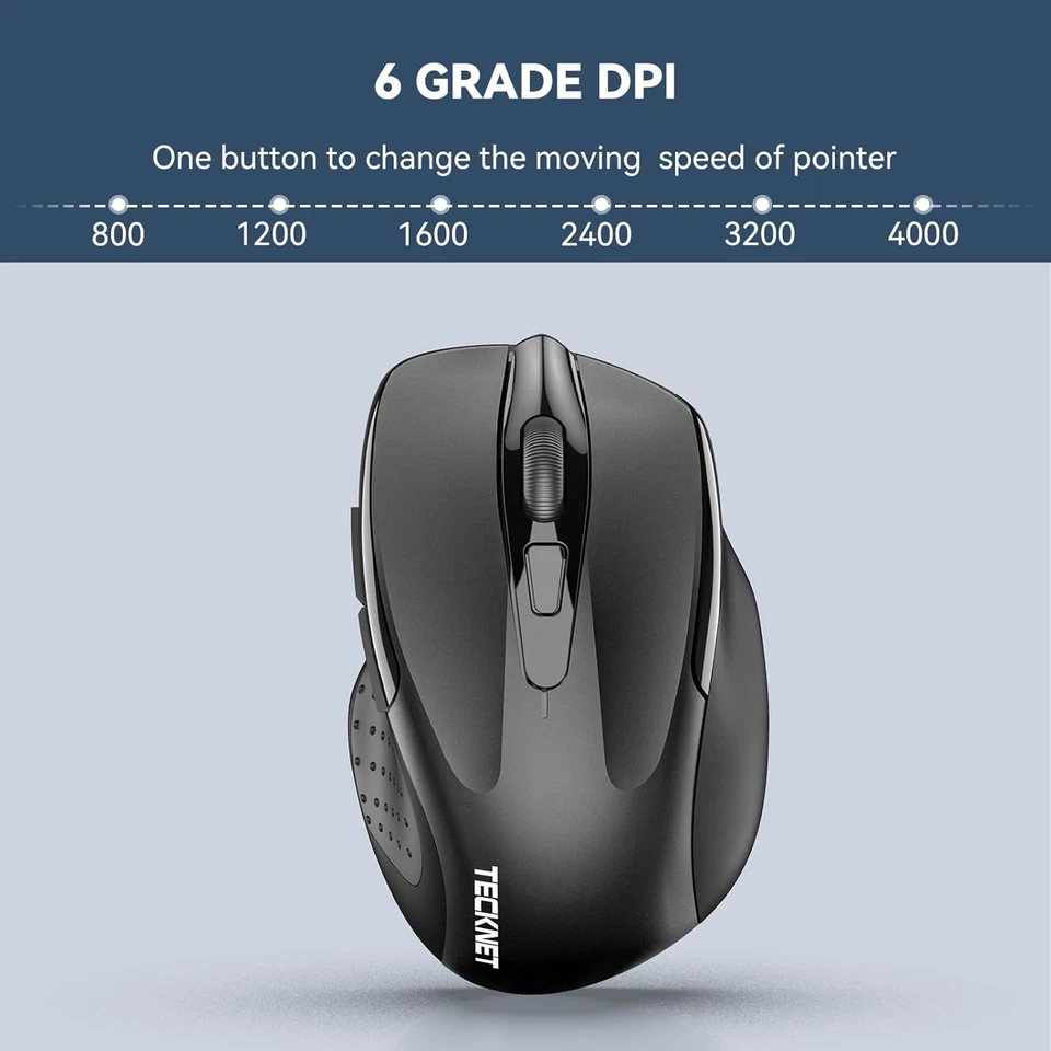 TECKNET Pro Wireless Mouse, 4000 DPI, 6 Adjustment Levels, 2.4G black  - Image 4 of 4