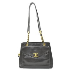 Borsa a tracolla originale CHANEL in pelle nera/oro/metallo - e61563 g