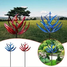 Outdoor Yard Lawn Garden Decor Kinetic Wind Spinner Metal Sculpture with Stake