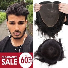 MONO Mens Human Hair Replacement System Hairpiece Thin Skin Toupee V-Looped Wig