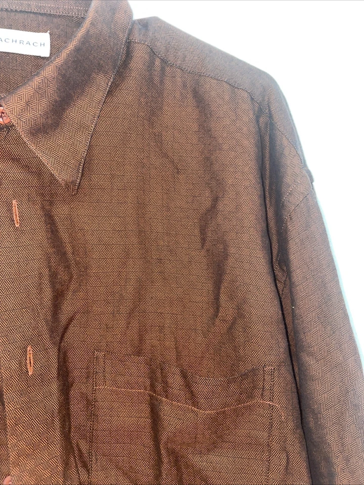 Bachrach винтажный ржавчины цветной геометрический узор платье рубашка размер L сделано в Корее - Изображение 4 из 4