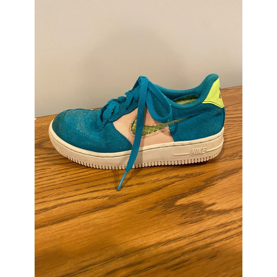 Nike Air Force 1 '07 Zapatos Oracle Aqua Ghost Gamuza - Niños Talla 13 Foto 4 de 4