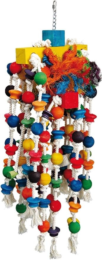 ADVENTURE BOUND GIANT WOODEN JUNGLE PARROT TOY MULTICOLOURED HANGING BIRD TOY