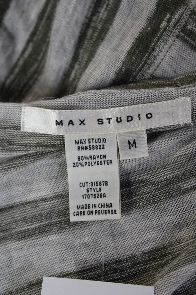 Cárdigan gris a rayas manga larga Max Studio para mujer talla M Foto 4 de 4