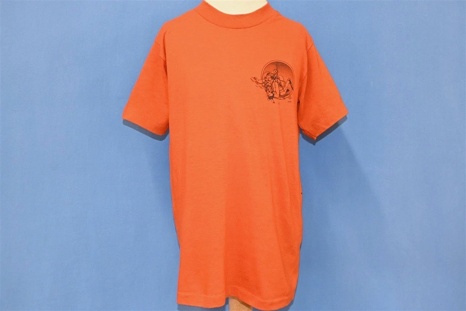 vintage 80s DSI SCUBA DIVING MANTA RAY DOLPHIN ORANGE 2 SIDED t-shirt YOUTH L - Image 4 of 4