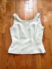 Tahari Light Grey Fitted Tank With Zipper Preppy Chic Formal Size S