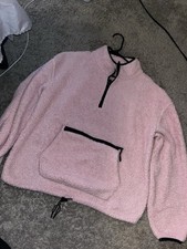 No Boundaries Pink Fleece Cotton Half Zip Pullover Size Xl