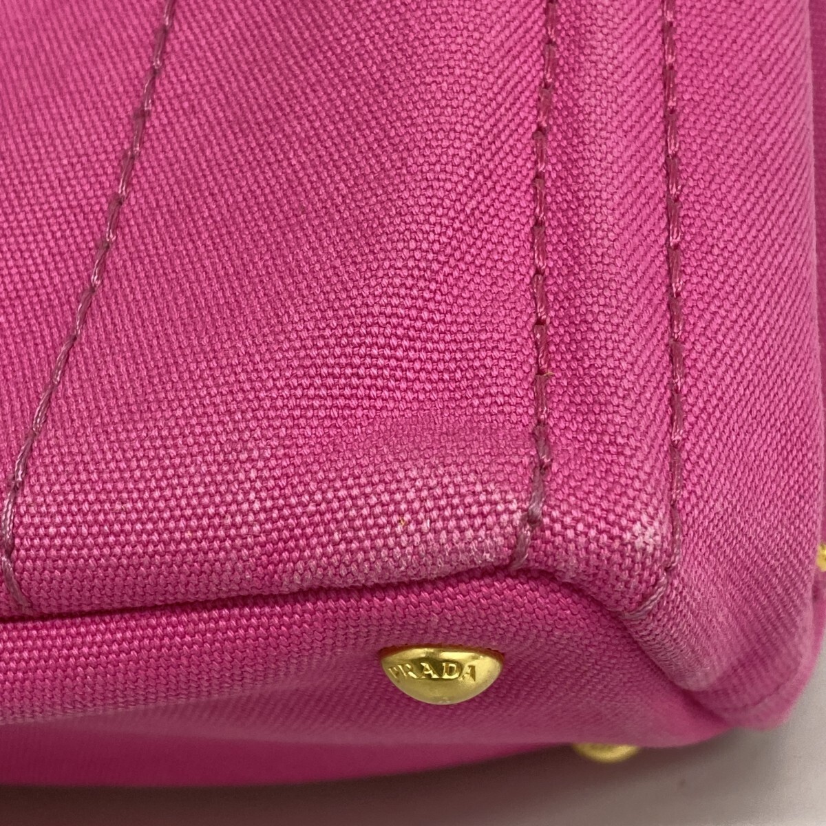 Prada Tote Bag Canapa Canvas Pink Gold Hardware Used Ladies from japan thumbnail 6