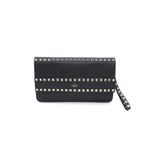 Valentino Black Leather Goldmetal Rockstud Clutch Bag 84971266 149495855