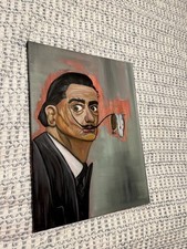 Salvador Dali Portrait, Melting Clock Element ,Oil On Canvas 30x40 Cm