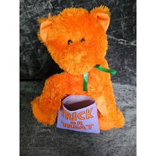 Good Stuff Halloween Orange Teddy Bear with Trick or Treat Bag Cape 12" Plush