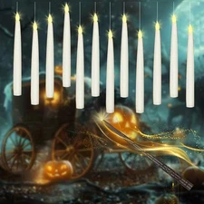12 Pcs Floating Candles with Wand, LED Flickering Warm Light Magic Deco Candl...
