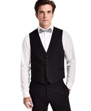 Calvin Klein Men's Slim-Fit Wool-Blend Tuxedo Vest Medium Black