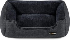 Feandrea Dog Sofa Bed Large ( 90 cm ) - Dark Grey Linen-Look with Washable Cover