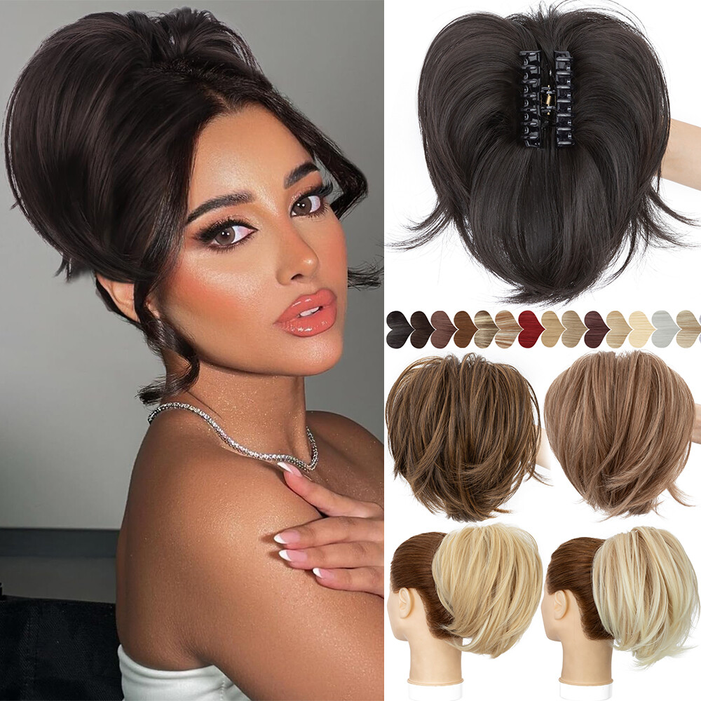 Thick Short Hair Ponytail Clip In Real As Human Claw On Pony Tail Hair  Extension