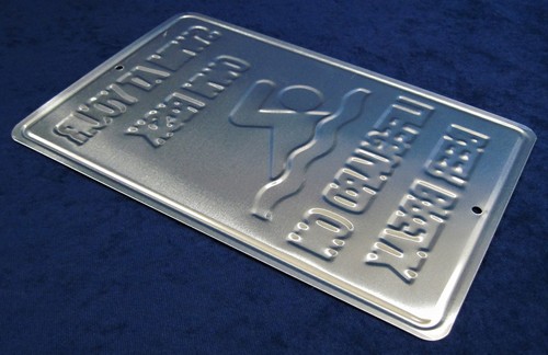 SWIM AT YOUR OWN RISK - *US MADE* Embossed Metal Tin Sign - Man Cave Garage Bar - Picture 7 of 9