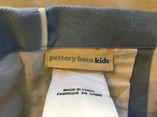 Pottery Barn baby blue window valance with white stripe 18x44