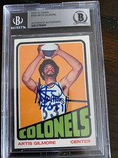 ARTIS GILMORE AUTO SIGNED 1972-73 TOPPS ROOKIE CARD BECKETT BAS SLABBED #180