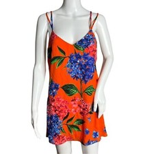 Show Me Your Mumu Dress Women XS Orange Blue Floral Criss Cross Applesauce