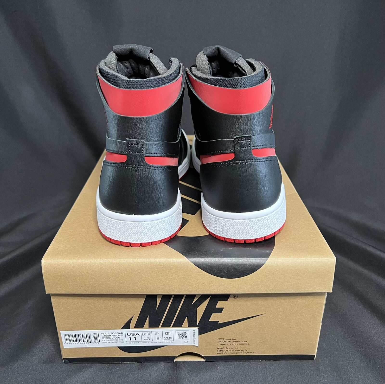 WMNS Air Jordan 1 High Zoom Air CMFT Bred CT0979-006 Sz W 11/M 9.5 