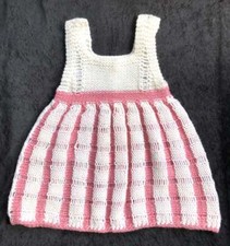 Vintage Toddler Girl Dress Hand Crochet Pink White