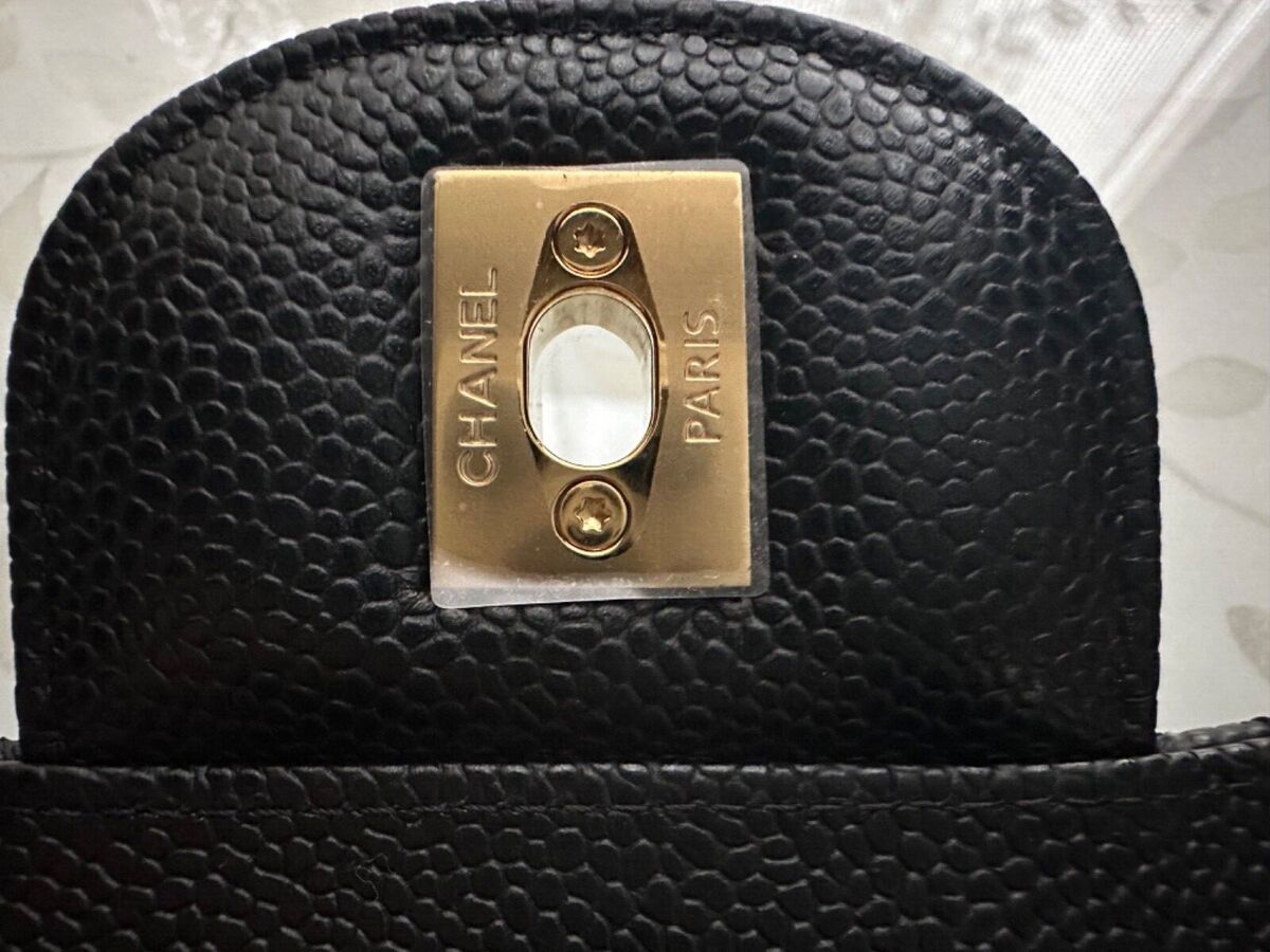 NEW CHANEL 2023 Jumbo Classic Caviar Double Flap Black Bag Gold CC HWR  MICROCHIP