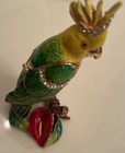 TRINKET Box Metal PARROT Bird Enameled Hinged JEWELED Crystals  3 1/2” — photo 4