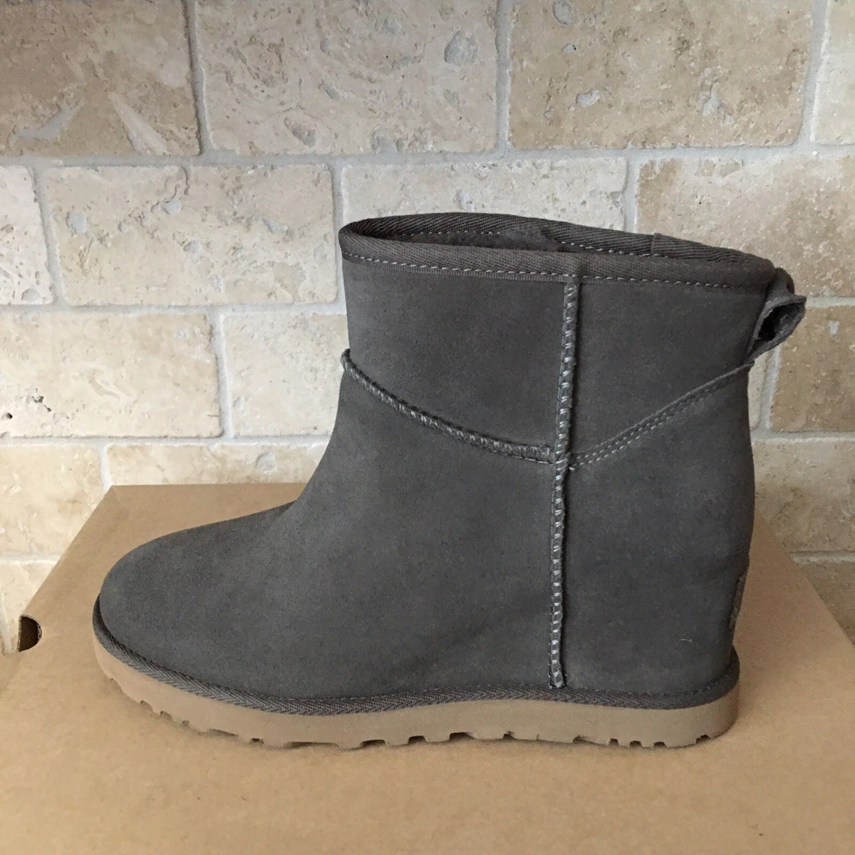 UGG CLASSIC FEMME MINI SLATE SUEDE WEDGE ANKLE BOOTS BOOTIES SIZE 11 WOMEN