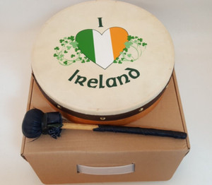 I Love Ireland hand drum in box handmade included mallet bodhran