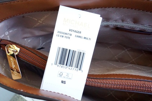 Sac Michael Kors sac à main Voyager LG EW Tote Camel Multi neuf - Photo 10 sur 10