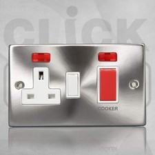 Scolmore Click Deco 13A Victorian Satin Chrome DP Switch & Socket Neon (B2)