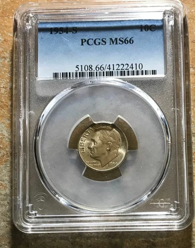1954 S ROOSEVELT DIME - PCGS MS66