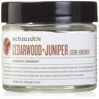 Schmidt's Natural Deodorant - 2 Ounce Jar for Women and Men Cedarwood & Juniper