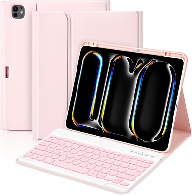 BQSS Tastatur Hülle für iPad Pro 13 Zoll M4 2024, 7 Farben Hintergrundbeleuchtung, integrierter Stift