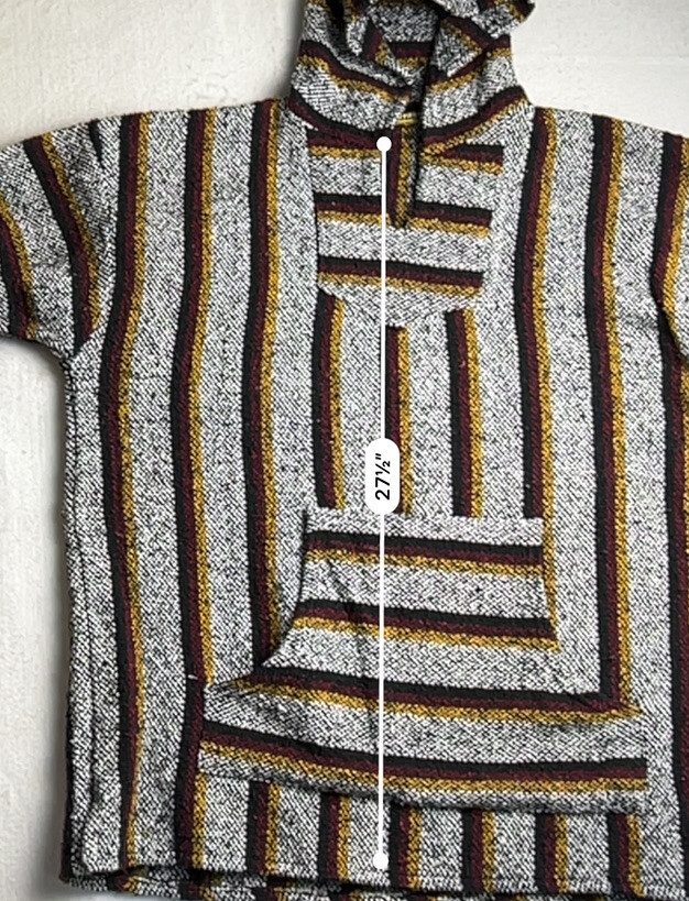 Baja Poncho Blanket Mexican Hooded Hippie Pullover Su… Gem