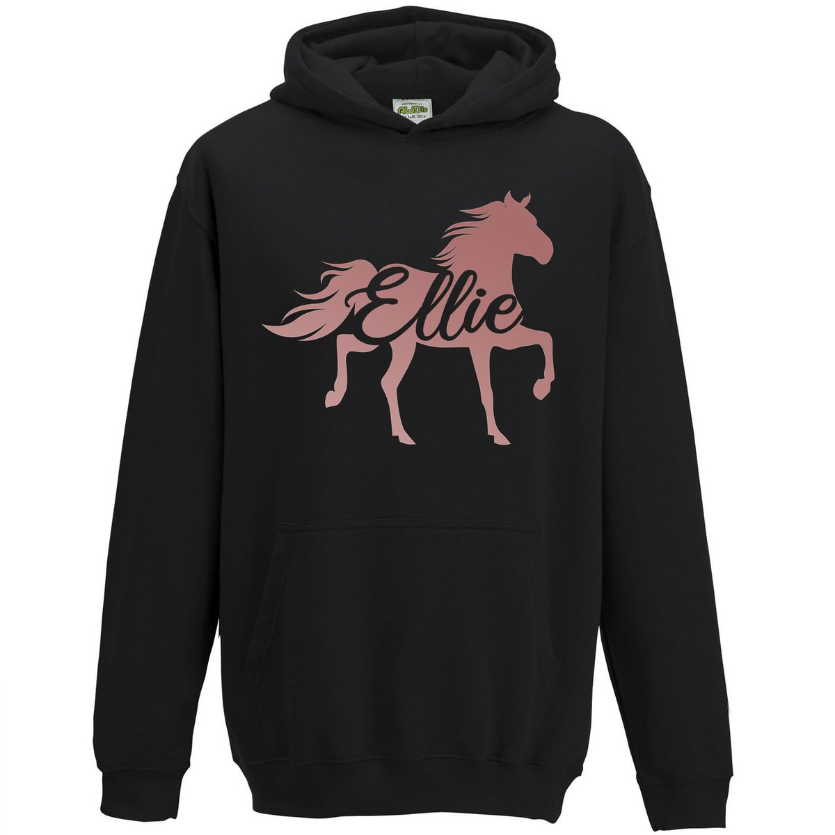 Girls Rose Gold Custom Name Horse Hoodie Riding Personalised