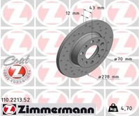 Zimmermann 2X Bremsscheibe Hinten Ø278 FüR Fiat 500X 334_ 1.4 1.6 334 1.3 D