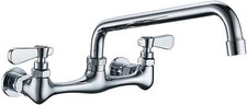 Commercial Kitchen Faucet Wall Mount with 8 Inch Swivel Spout 8" Center Sink ...