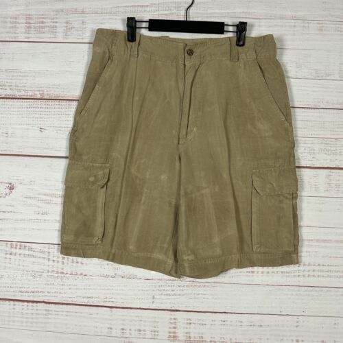 Herren Cargo Shorts Seide Leinen Mischung Gr. 36 Beige 10" Schrittlänge Karibik