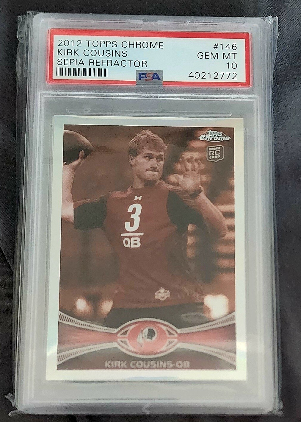Kirk Cousins 2012 Topps Chrome #146 SEPIA REFRACTOR RC /99 PSA 10 GEM MINT POP 8