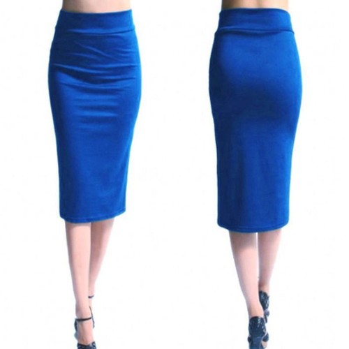 Ladies Office Midi Pencil Skirt Stretch Bodycon Tube Womens Plain Plus Size 9L - Picture 7 of 13