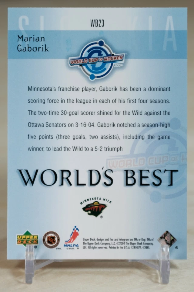 2004-05 Upper Deck World's Best Marian Gaborik #WB23 Minnesota Wild - Image 2 of 2