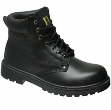 MENS MAXSTEEL LEATHER SAFETY WORK BOOTS STEEL TOE CAP SHOES TRAINER HIKER SIZE