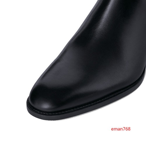 Botas al tobillo Chelsea de cuero real punta puntiaguda tacón cubano para hombre zapatos de vestir británicos - Imagen 9 de 12
