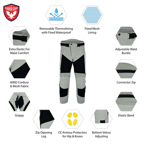 Warrior Motorcycle SUMMER MESH 600D Cordura Textile 3M Breathable Armour Trouser - Picture 4 of 44