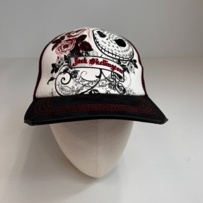 Jack Skellington Hat Men Snap Back Rhinestone Floral Nightmare Christmas Core Nw